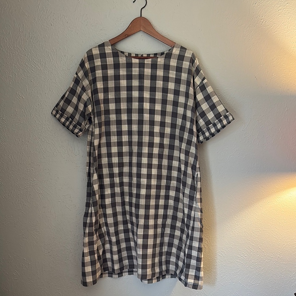 People Tree Organic Cotton Blue Plaid Dress